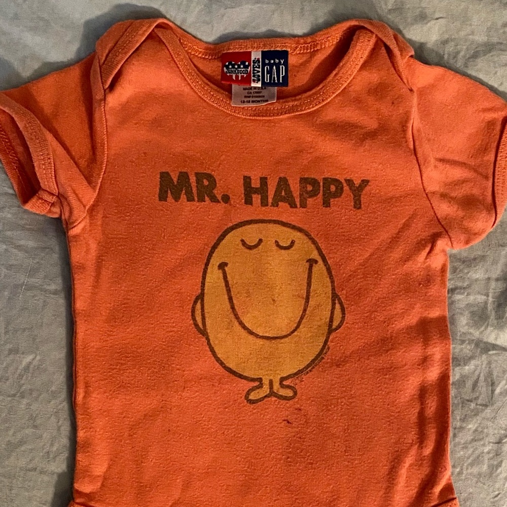 Mr. Happy infant onsie